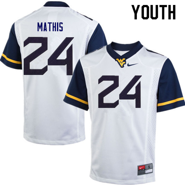 Youth #24 Tony Mathis West Virginia Mountaineers College Football Jerseys Sale-White - Click Image to Close